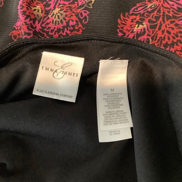 Emma James Black Pink Print Lined Mesh Fabric Blouse Top Medium - Picture 6 of 7